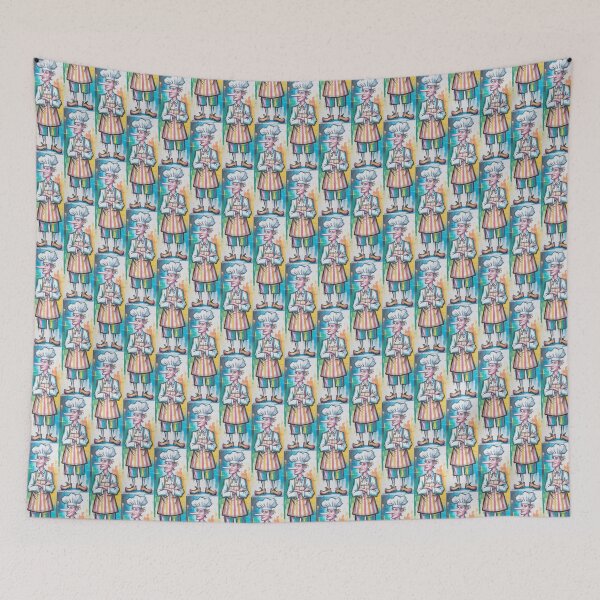 Item preview, Whimsical Chef With Colorful Stripes Art By Merch, Limited Edition designed and sold by KILEYMARGSHOP.