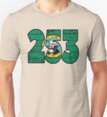 LOVE THAT 253 LIFE - YOUR FAVORITE AREA CODE WITH A HEAVY WOOD OVERLAY DISTRESS Unisex T-Shirt