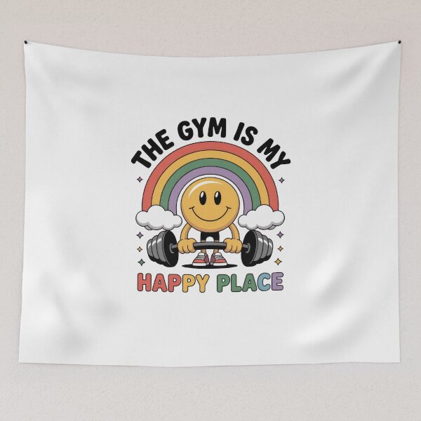 Item preview, The Gym Is My Happy Place – Smiley Rainbow Fitness Graphic designed and sold by Enea Kelo.
