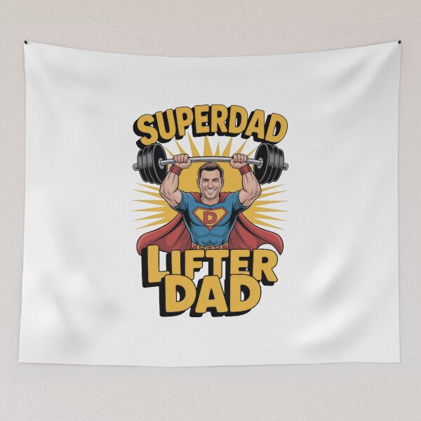 Item preview, Superdad Lifter Dad – Superhero Father Gym Cartoon designed and sold by Enea Kelo.