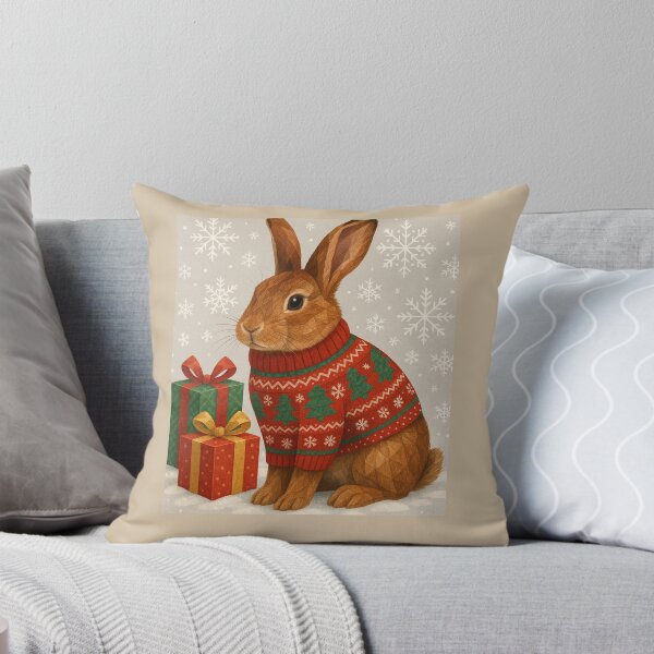 Item preview, “Festive Bunny with Presents – Woodland Christmas Illustration” designed and sold by GeoWild Designs.