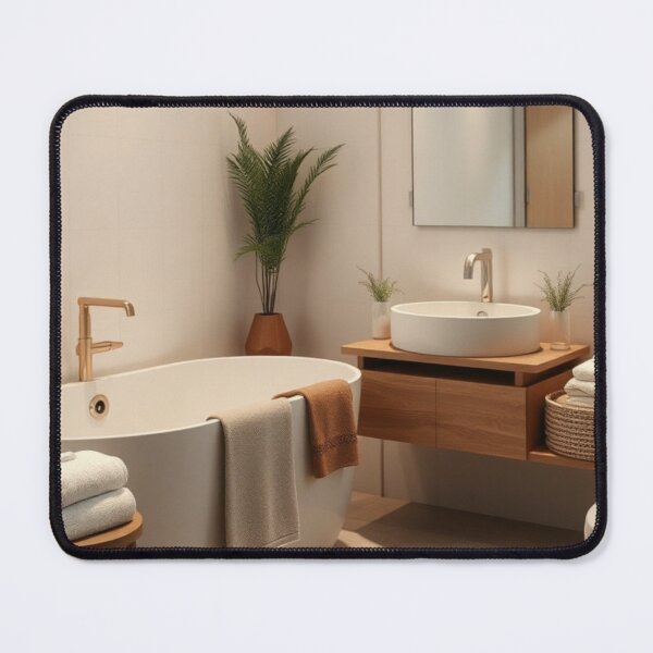 Item preview, Elegant Spa Bathroom | Gold Fixtures, Wood Vanity, and Freestanding Tub designed and sold by Jade Ado.