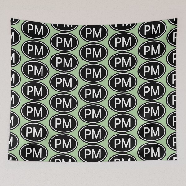 Item preview, PM Initials Monogram Oval White Letters designed and sold by Jeallan Designs.