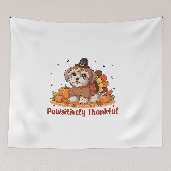 Item preview, Pawsitively Thankful Tibetan Terrier Thanksgiving Cute Fall designed and sold by The Real Life Symphony.