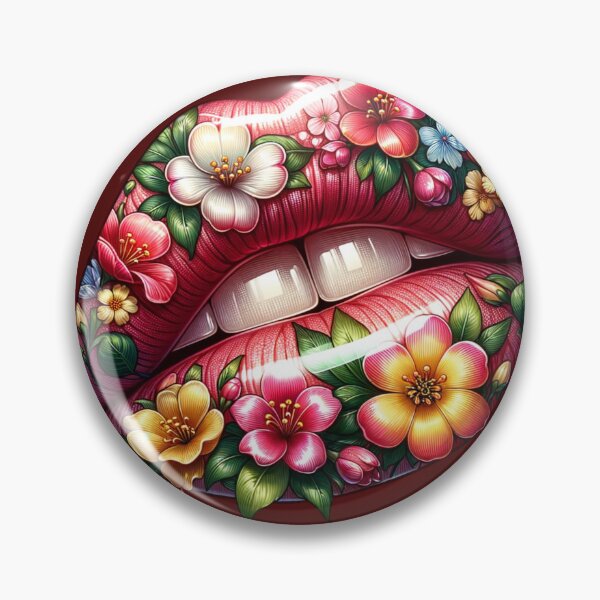 Item preview, Spring Bloom Lips – Glossy Floral Lip Art with Vibrant Flowers designed and sold by Margival.
