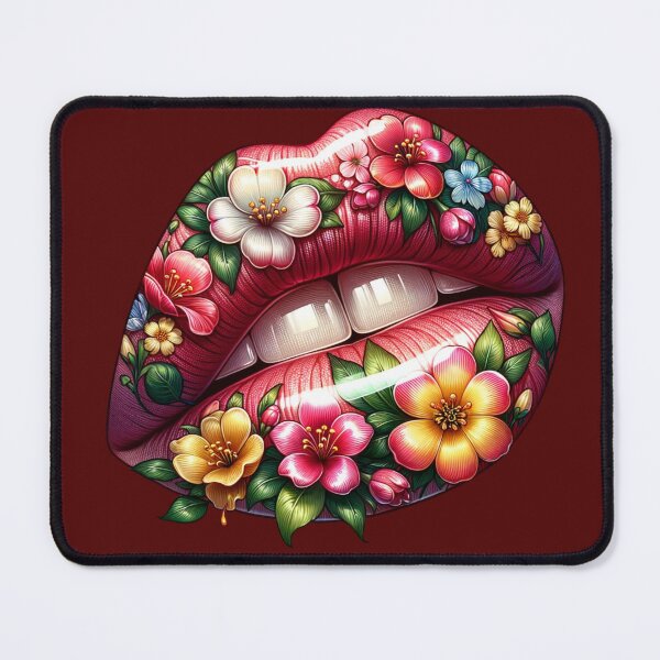 Item preview, Spring Bloom Lips – Glossy Floral Lip Art with Vibrant Flowers designed and sold by Margival.