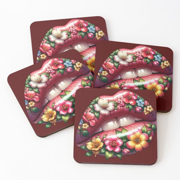 Item preview, Spring Bloom Lips – Glossy Floral Lip Art with Vibrant Flowers designed and sold by Margival.