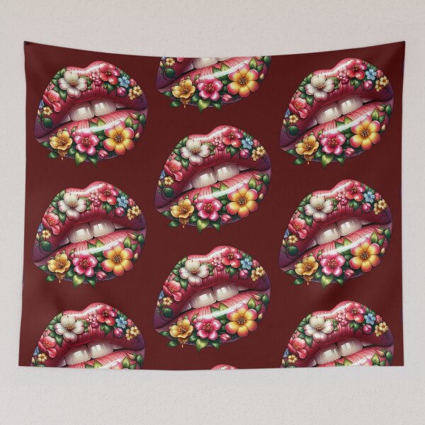 Item preview, Spring Bloom Lips – Glossy Floral Lip Art with Vibrant Flowers designed and sold by Margival.