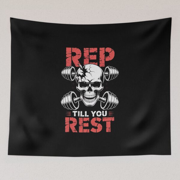 Item preview, Rep Till You Rest – Hardcore Skull Gym Motivation designed and sold by Enea Kelo.