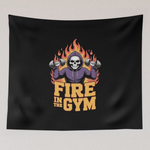 Item preview, Fire in the Gym – Intense Hoodie Skeleton Weightlifting Art designed and sold by Enea Kelo.