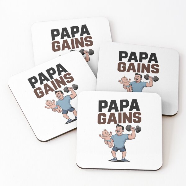 Item preview, Papa Gains – Fitness Dad & Baby Cartoon Gym Design designed and sold by Enea Kelo.
