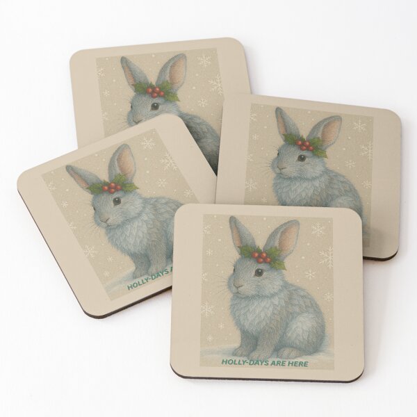 Item preview, “Frosty Holly Bunny – Woodland Winter Animal Art” designed and sold by GeoWild Designs.
