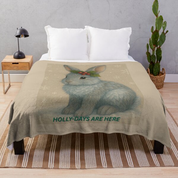 Item preview, “Frosty Holly Bunny – Woodland Winter Animal Art” designed and sold by GeoWild Designs.