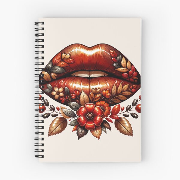 Item preview, Autumn Bloom Lips – Glossy Floral Lip Art with Fall Leaves designed and sold by Margival.