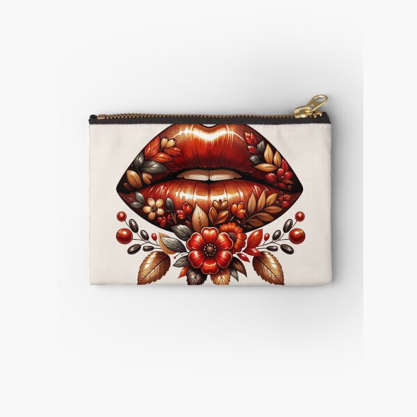 Item preview, Autumn Bloom Lips – Glossy Floral Lip Art with Fall Leaves designed and sold by Margival.