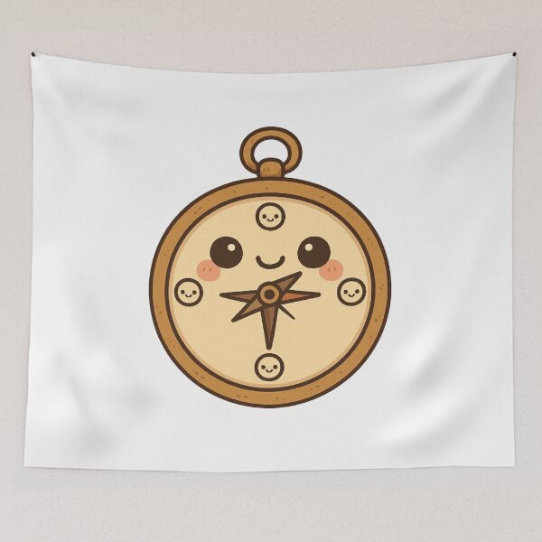 Item preview, Adorable Kawaii Compass with Smiley Faces designed and sold by Castiora.