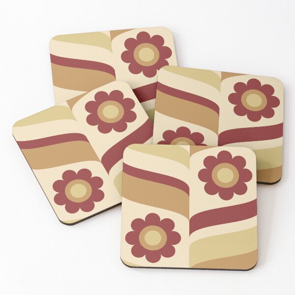 Item preview, 1970s Groovy Daisies Waves Vivid Auburn and Beige Cozy Autumn designed and sold by miavaldez.