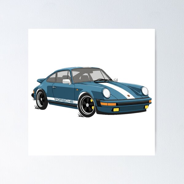 Porsche 911 Poster: Black and White Classic Car Poster