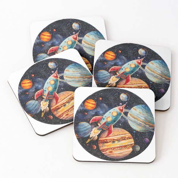 Item preview, Colorful Rocket in Outer Space – Planet Galaxy Adventure designed and sold by DesignArtist.ia.
