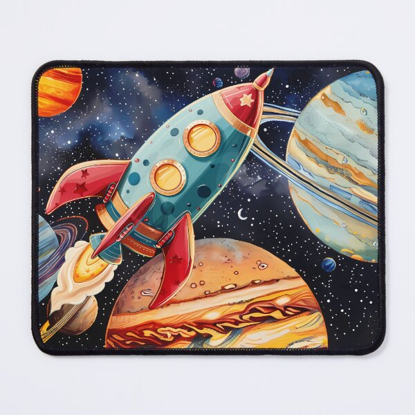 Item preview, Colorful Rocket in Outer Space – Planet Galaxy Adventure designed and sold by DesignArtist.ia.