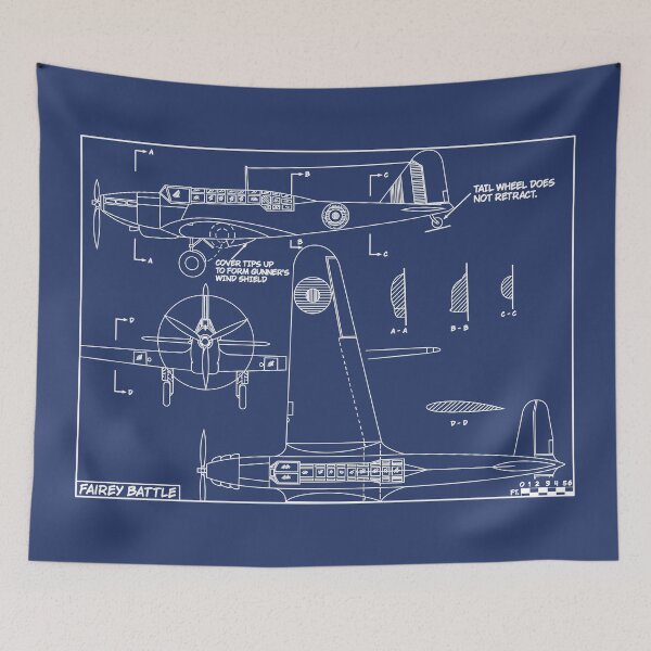 Item preview, Fairey Battle WW2 British Bomber Plane Blueprints designed and sold by MilitaryMart.