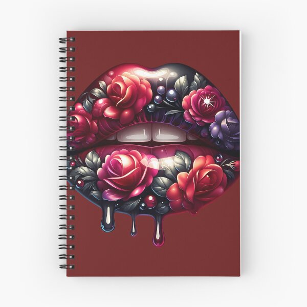 Item preview, Romantic Floral Lips – Glossy Lip Art with Roses and Dark Elegance designed and sold by Margival.
