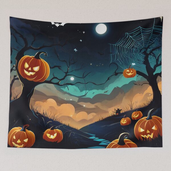 Item preview, Bats and pumpkins in the glow of the night designed and sold by FunnyPrintscz.