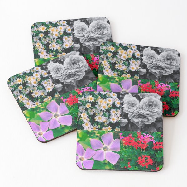 Item preview, Collage of Flowers, colorful with one greyscale block designed and sold by Dryft7.