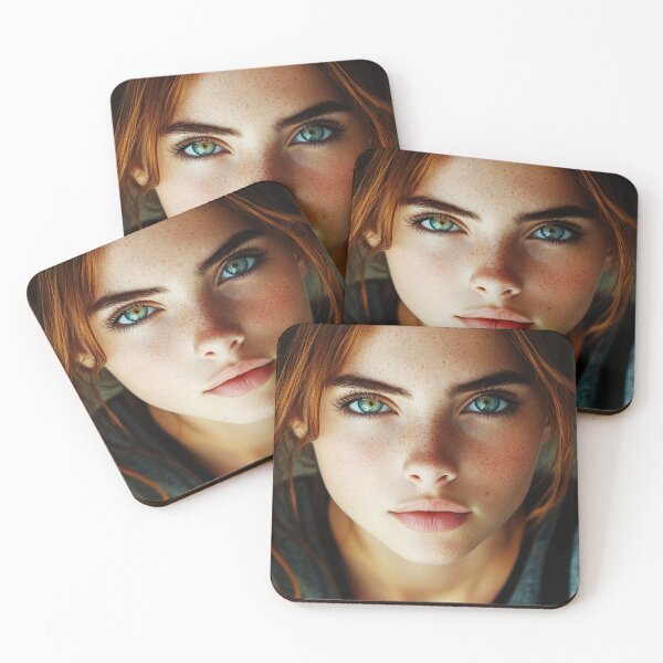 Item preview, Freckled Beauty – Photorealistic Portrait with Striking Eyes designed and sold by mliotard.