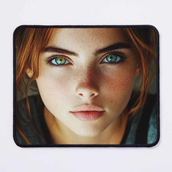 Item preview, Freckled Beauty – Photorealistic Portrait with Striking Eyes designed and sold by mliotard.