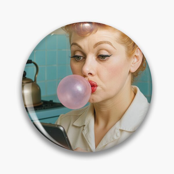 Item preview, Lucille Ball With Bubblegum Texting On a Cell Phone designed and sold by Maria Dryfhout.