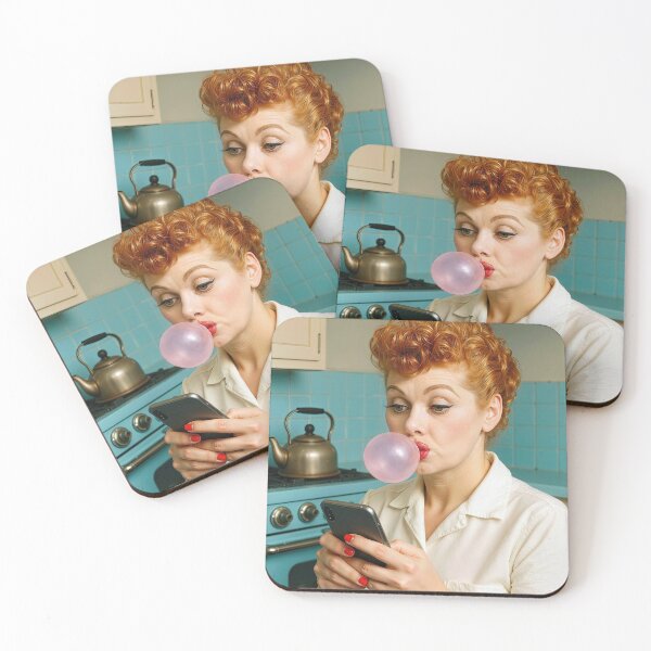 Item preview, Lucille Ball With Bubblegum Texting On a Cell Phone designed and sold by Maria Dryfhout.