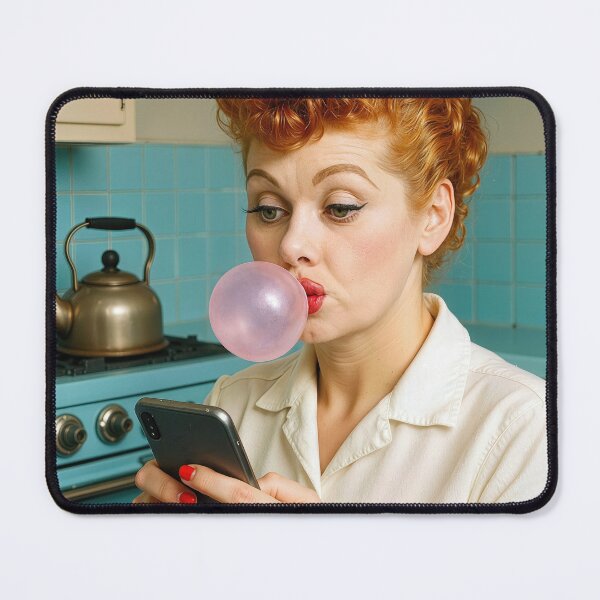 Item preview, Lucille Ball With Bubblegum Texting On a Cell Phone designed and sold by Maria Dryfhout.