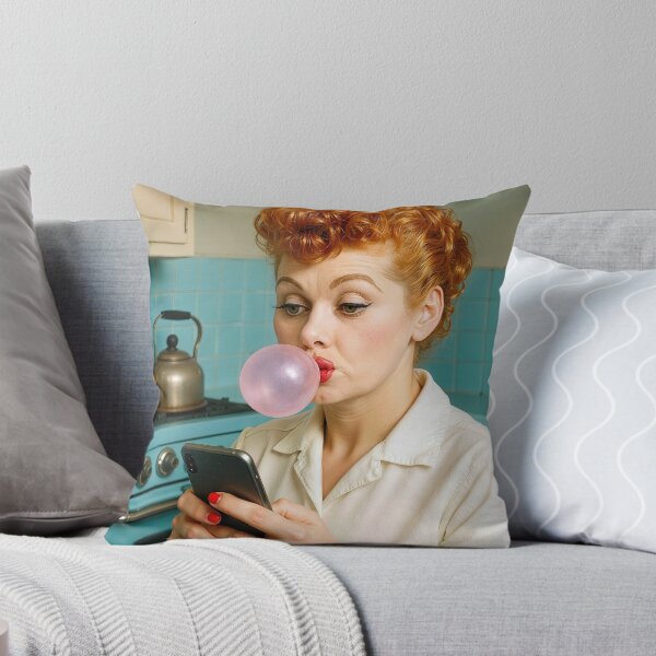 Item preview, Lucille Ball With Bubblegum Texting On a Cell Phone designed and sold by Maria Dryfhout.