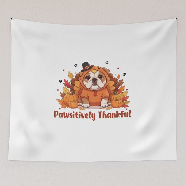 Item preview, Pawsitively Thankful English Bulldog Thanksgiving Cute Fall designed and sold by The Real Life Symphony.