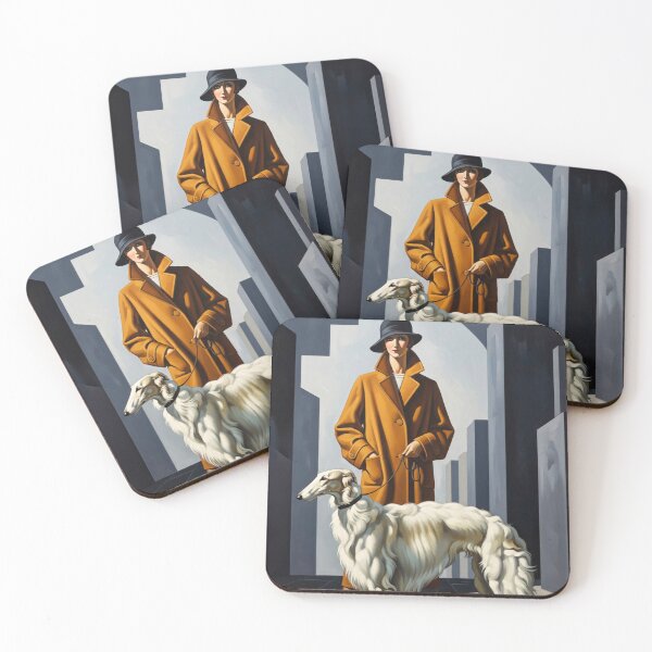 Item preview, The Lady with the Borzoi - Original Art Deco Artwork designed and sold by elektronen.