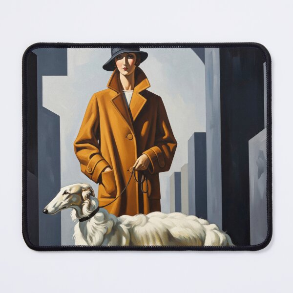 Item preview, The Lady with the Borzoi - Original Art Deco Artwork designed and sold by elektronen.