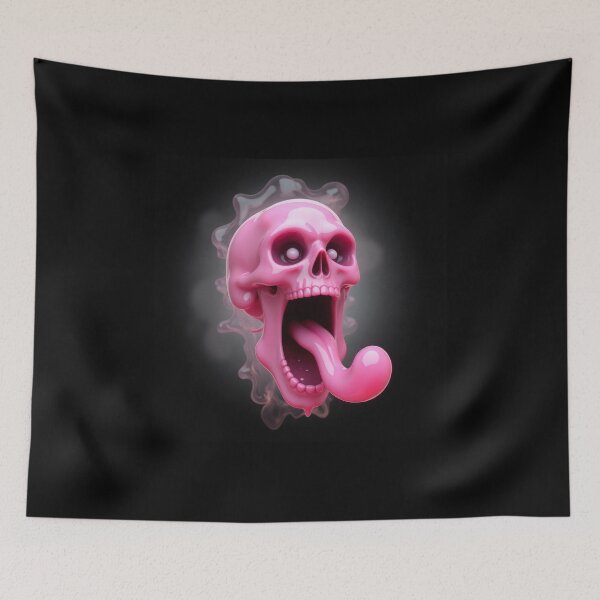 Item preview, angry pink ghost skull designed and sold by Mike Kiev art.