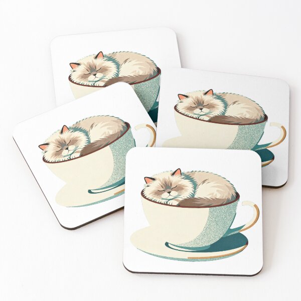 Item preview, Retro 70s Persian Cat in Teacup Mug Art | Cozy Aesthetic Feline Risograph Sticker designed and sold by Narths.