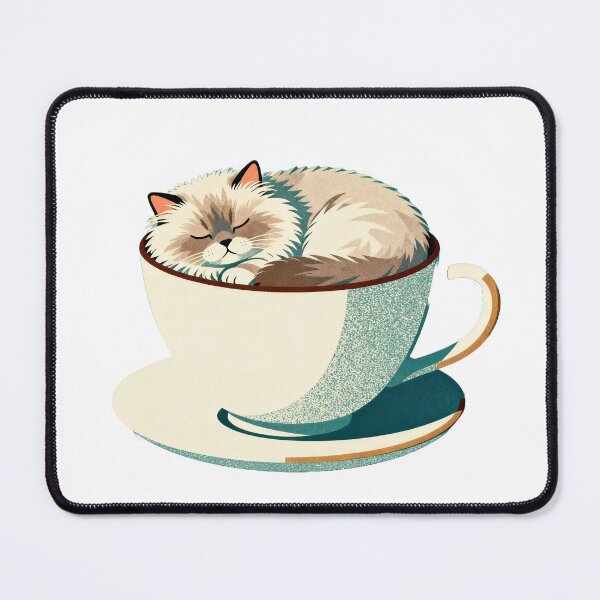 Item preview, Retro 70s Persian Cat in Teacup Mug Art | Cozy Aesthetic Feline Risograph Sticker designed and sold by Narths.