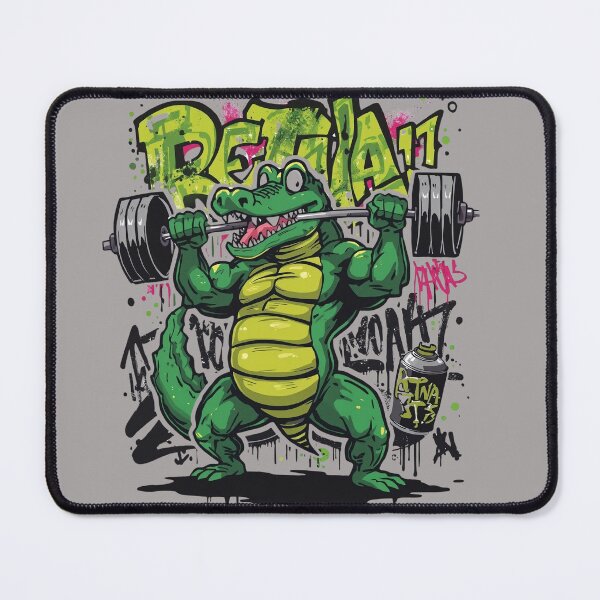 Item preview, Funny Graffiti Crocodile T-Shirt – Muscular Cartoon Street Art Gym Humor designed and sold by HOKAME.