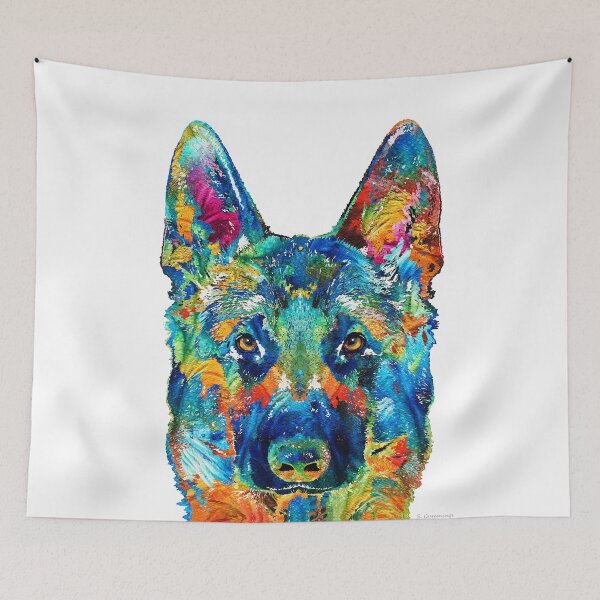 Item preview, Colorful German Shepherd Dog Art On White designed and sold by Sharon Cummings Art.