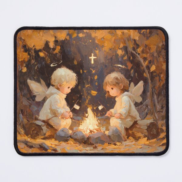 Item preview, Two Angel Children by Campfire: Cozy Autumn Angel Artwork designed and sold by Palm Leaf Nation.