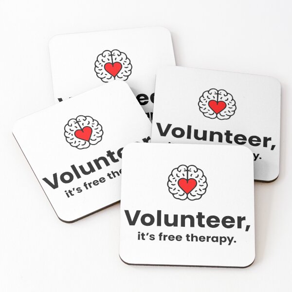 Item preview, Volunteer It’s Free Therapy | Mental Health Awareness Quote with Heart & Brain | Inspiring Gift Design designed and sold by Kathryn Creates.