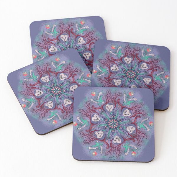 Artikelvorschau, Schleiereule Mandala, Lila und Grün - Spirit Animal Art entworfen und verkauft von Free-Spirit-Meg.