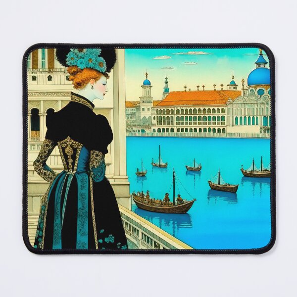 Item preview, Elegant Lady Overlooking a Grand Venetian Canal designed and sold by LanaGustavsson.