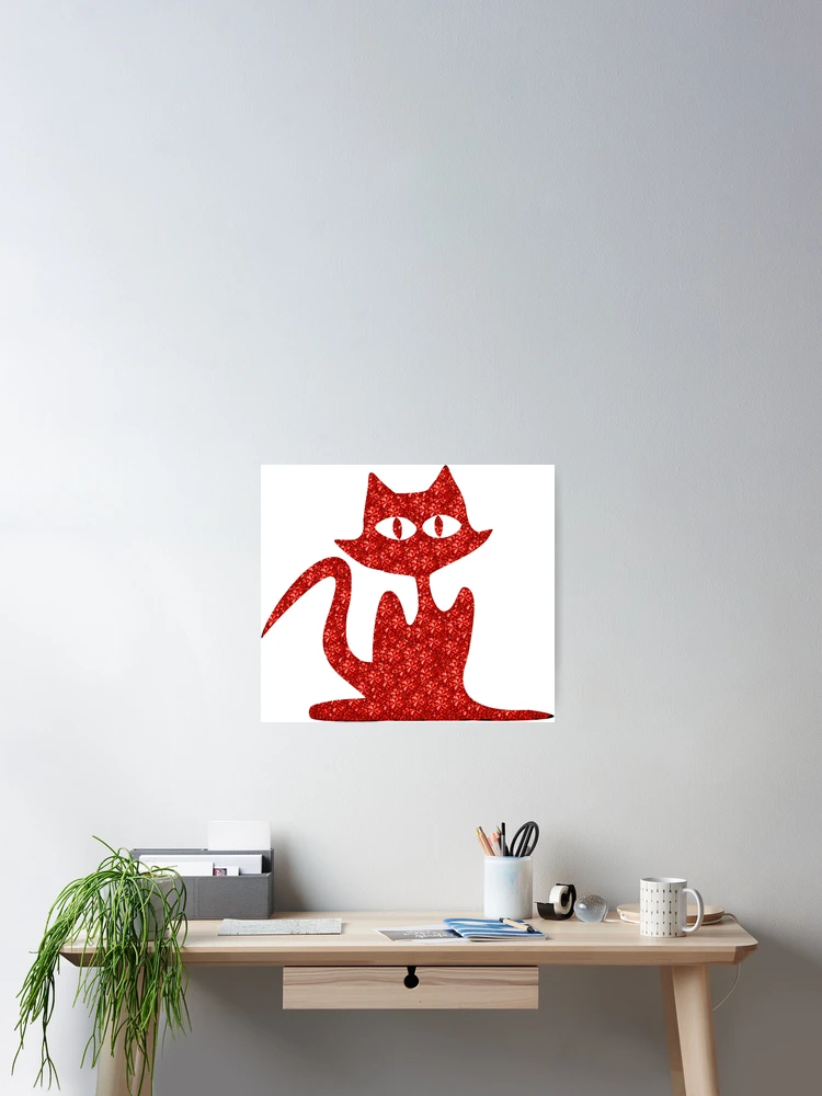 Thumbnail 2 of 3, Poster, Red Rhinestone Cat designed and sold by TheIconSmith.