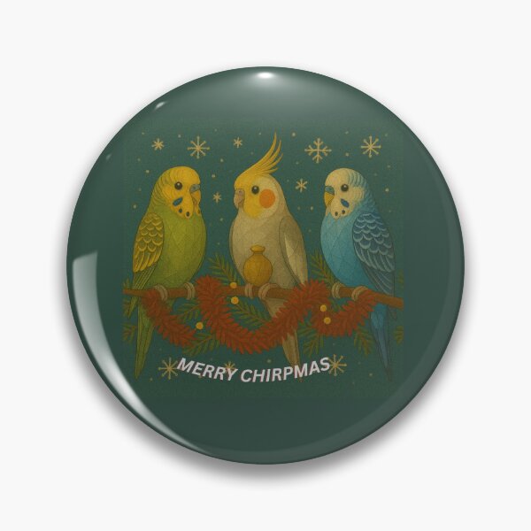 Item preview, “Merry Chirpmas – Festive Budgies and Cockatiel Christmas Art” designed and sold by GeoWild Designs.
