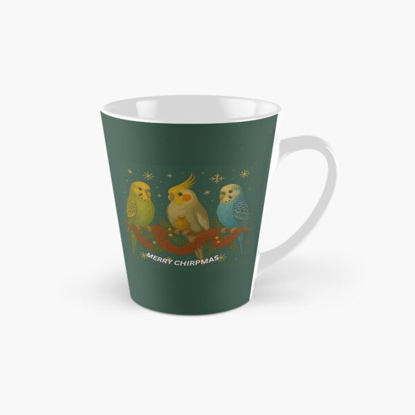 Item preview, “Merry Chirpmas – Festive Budgies and Cockatiel Christmas Art” designed and sold by GeoWild Designs.