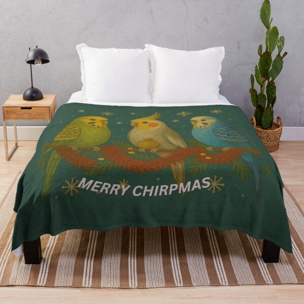 Item preview, “Merry Chirpmas – Festive Budgies and Cockatiel Christmas Art” designed and sold by GeoWild Designs.